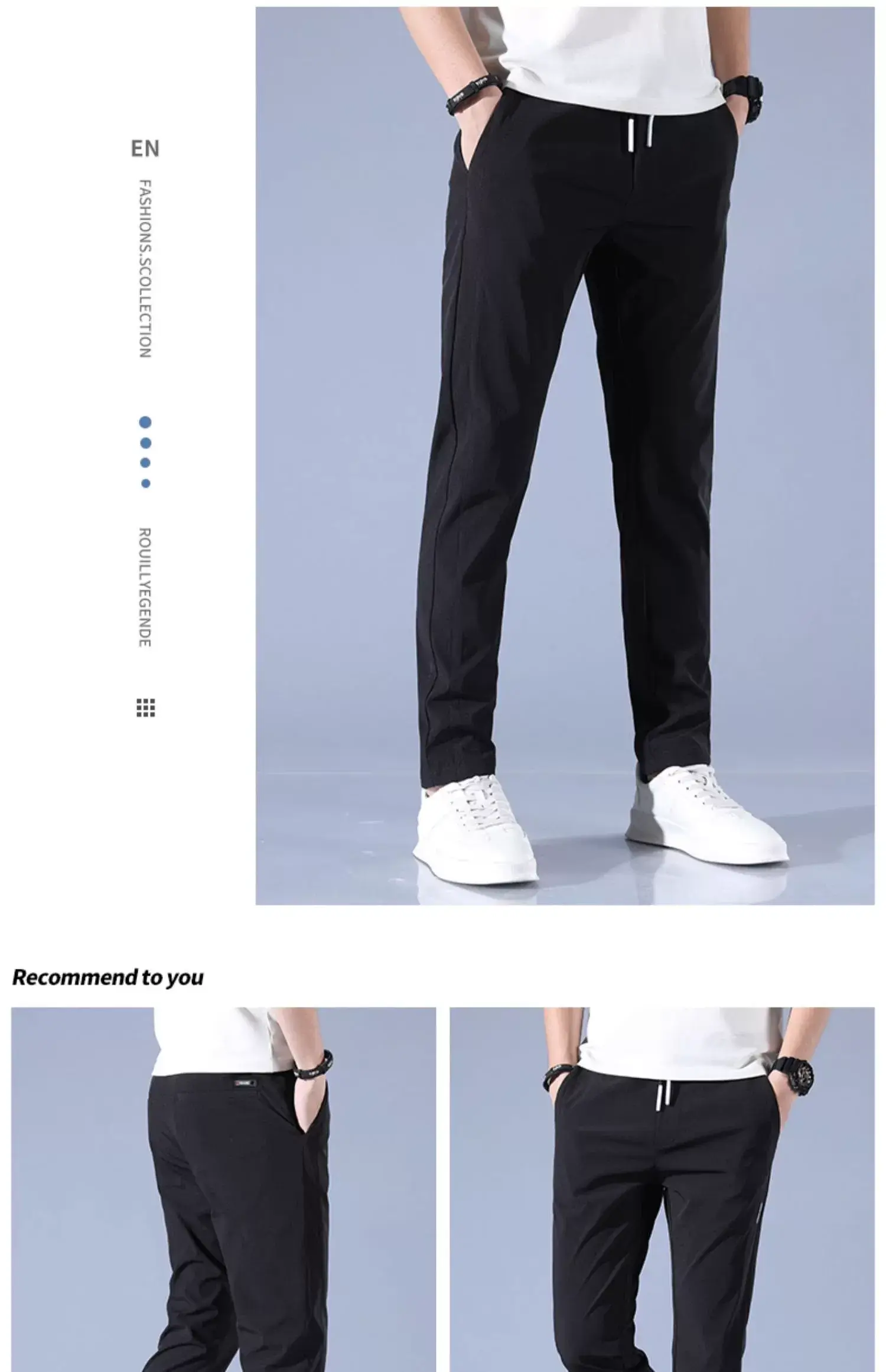 Men's Ice Silk Slim Fit Pants Grey — feature 7