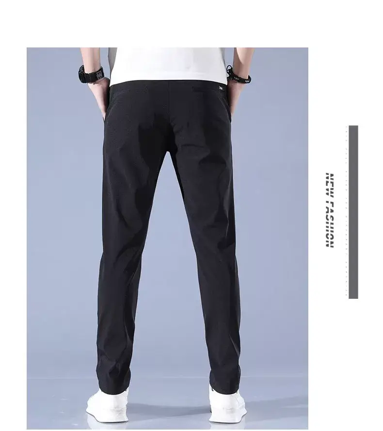 Men's Ice Silk Slim Fit Pants Grey — feature 9