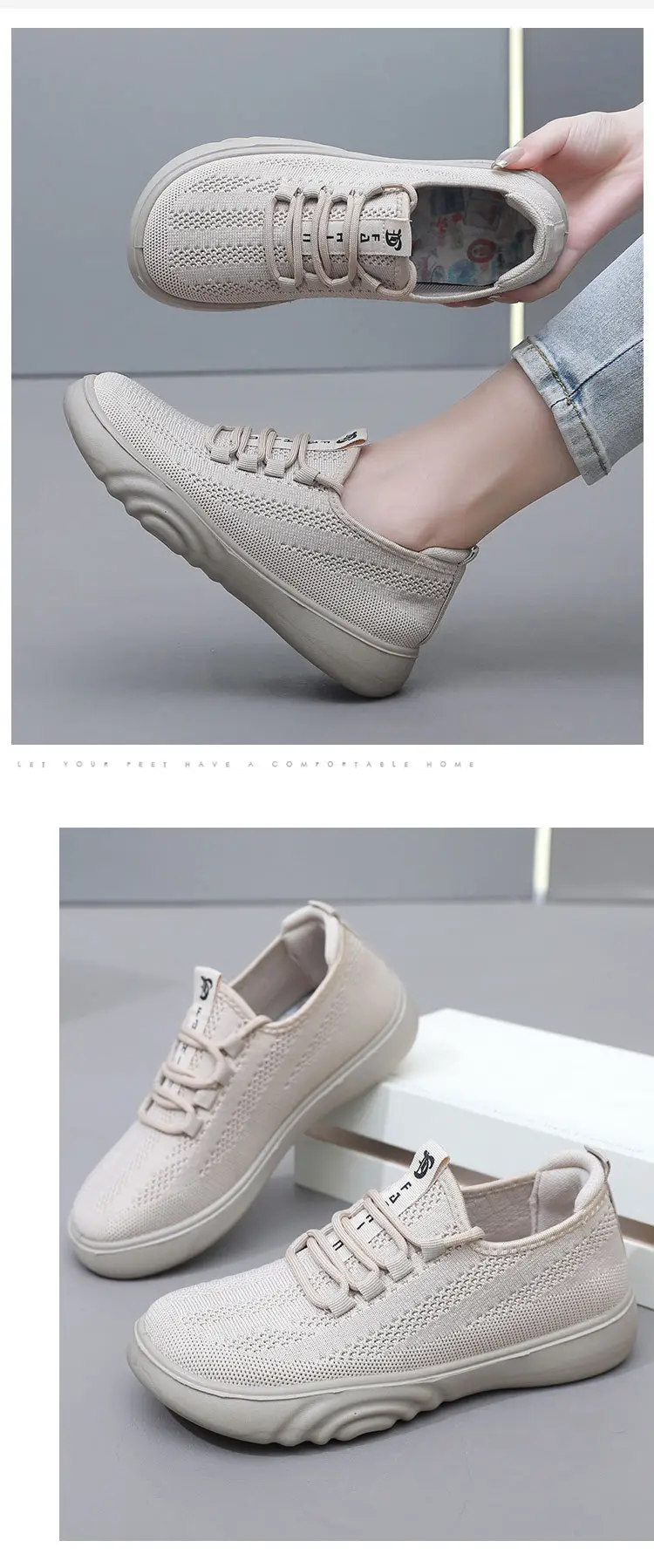 Spring and Autumn New Old Beijing Cloth Shoes Women's Fashion Casual Moms Shoes Knitted Breathable Single-layer Shoes Comfortable Wide Feet Loafers — feature 16