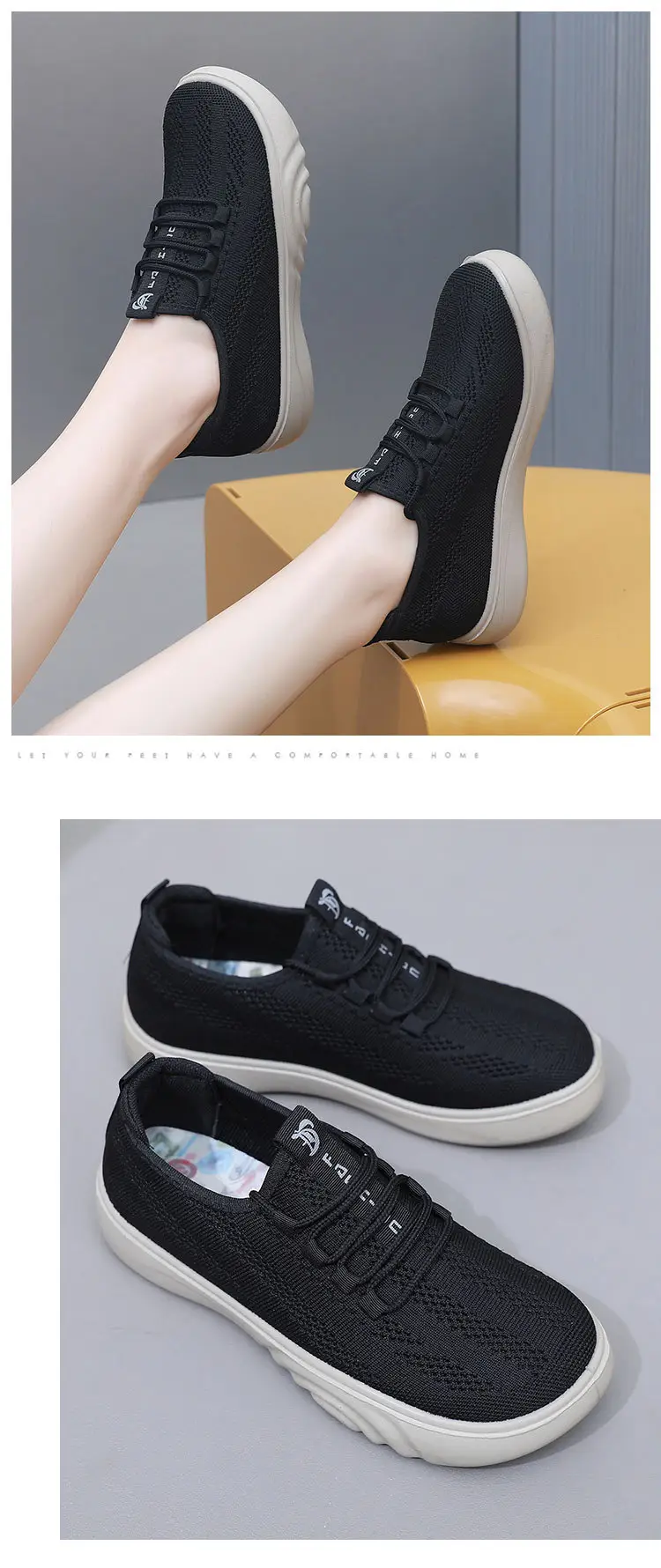 Spring and Autumn New Old Beijing Cloth Shoes Women's Fashion Casual Moms Shoes Knitted Breathable Single-layer Shoes Comfortable Wide Feet Loafers — feature 22