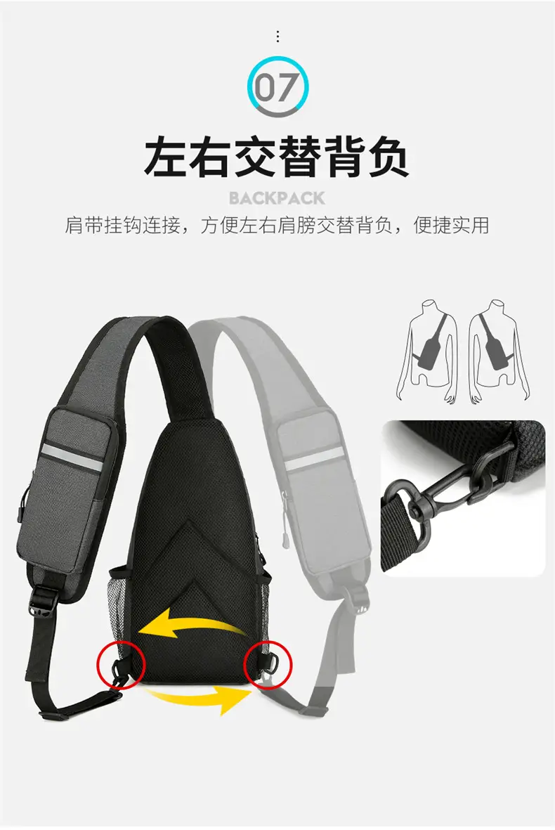 Black Large Capacity Crossbody Bag for Men — feature 15