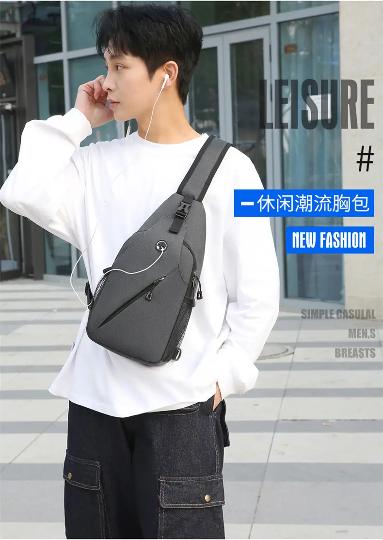 Black Large Capacity Crossbody Bag for Men — feature 3