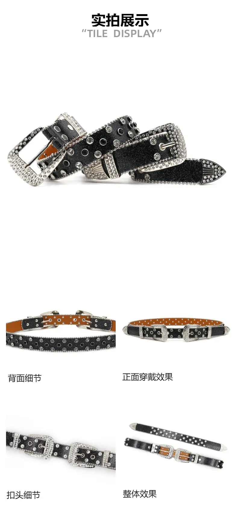 Cross-border Punk Belt with Rhinestone Buckle Women's Wear — feature 6