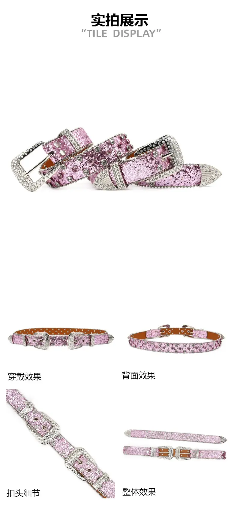 Cross-border Punk Belt with Rhinestone Buckle Women's Wear — feature 7