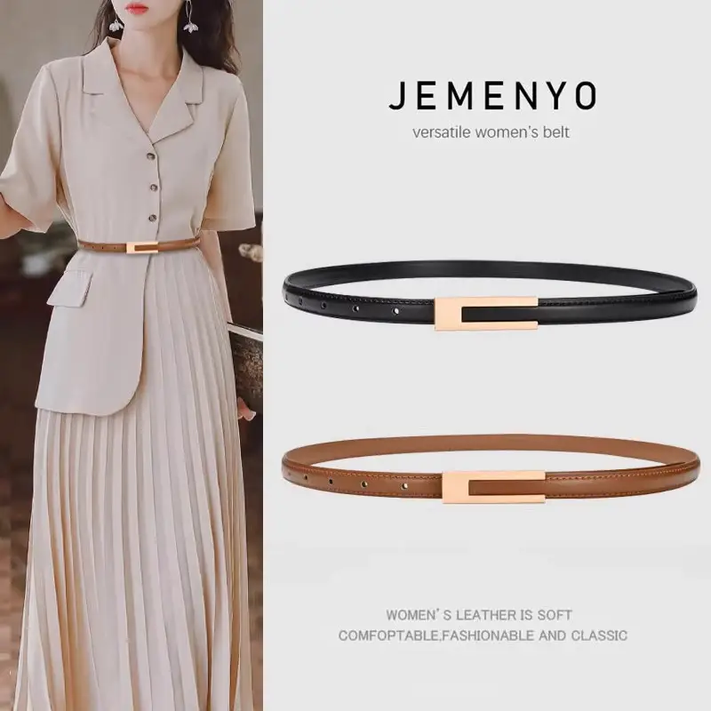 Women's Black Genuine Leather Belt Retro Decorative Waist Belt - Image 4