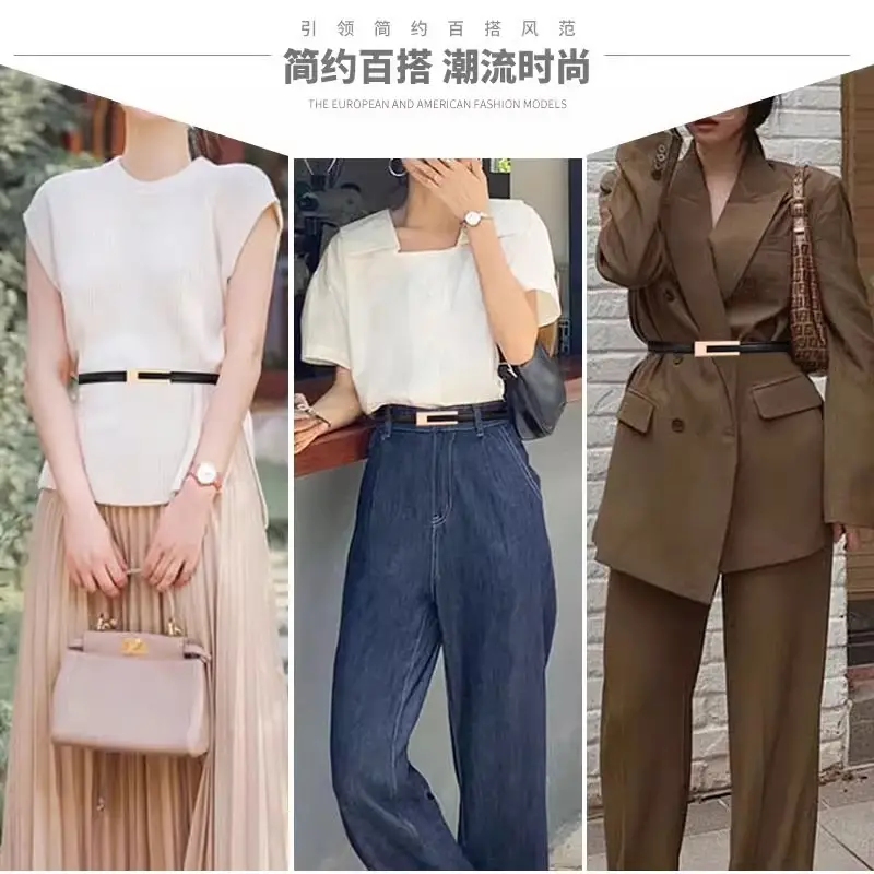 Women's Black Genuine Leather Belt Retro Decorative Waist Belt - Image 5