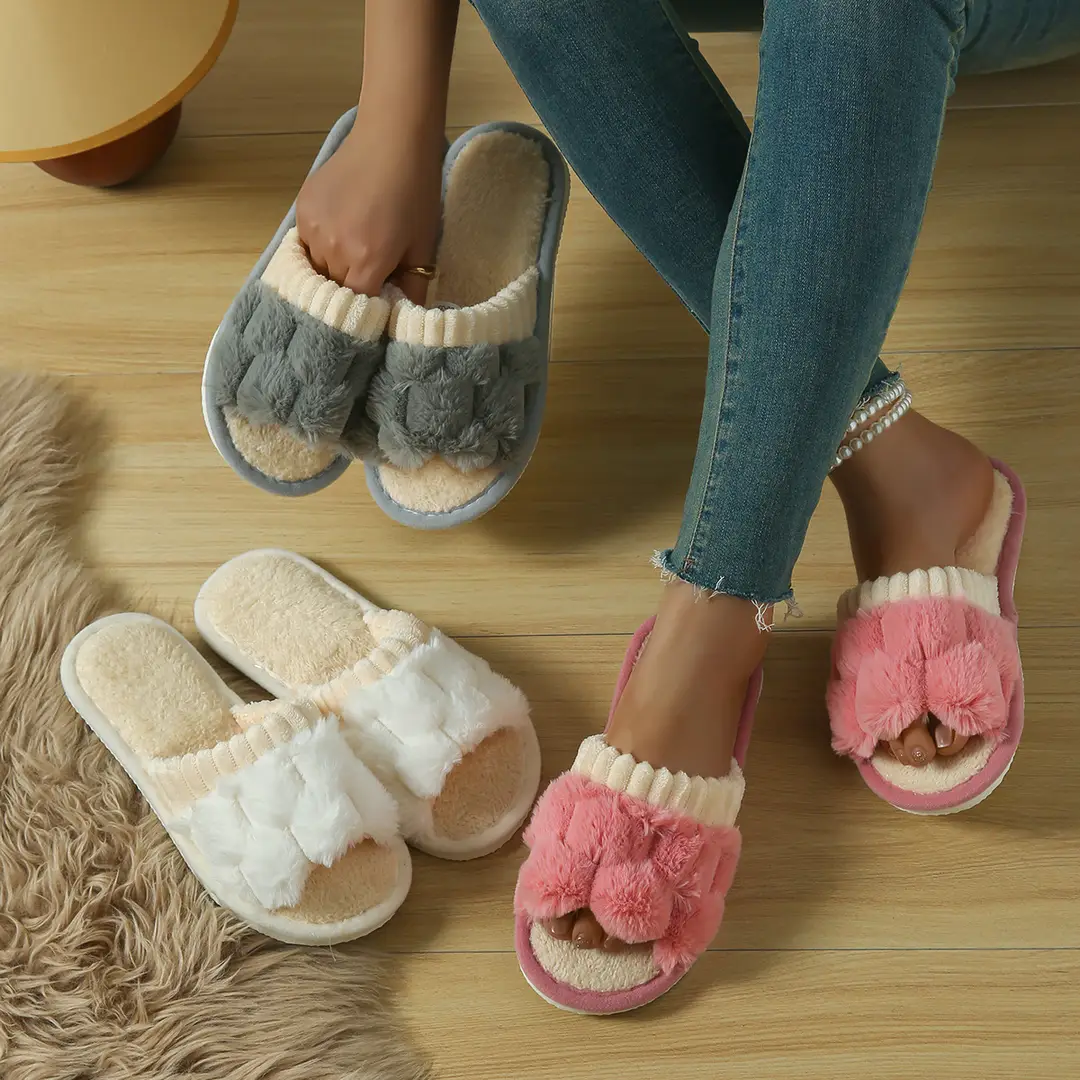 Cross-Border New Autumn and Winter Cotton Slippers, Warm Women's Slippers for Home, Fleece-Lined, Thickened, Comfortable, Thick-Soled, Indoor and Outdoor Men's Slippers