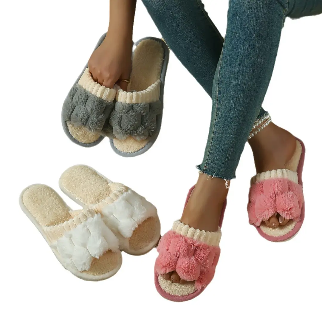 Cross-Border New Autumn and Winter Cotton Slippers, Warm Women's Slippers for Home, Fleece-Lined, Thickened, Comfortable, Thick-Soled, Indoor and Outdoor Men's Slippers
