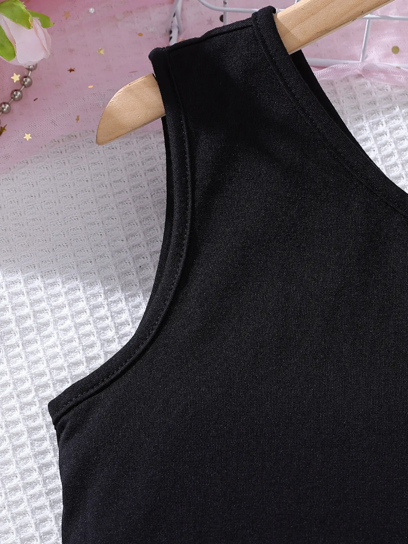 Black Pleated Summer Camisole Set Medium Large Kids - Image 4
