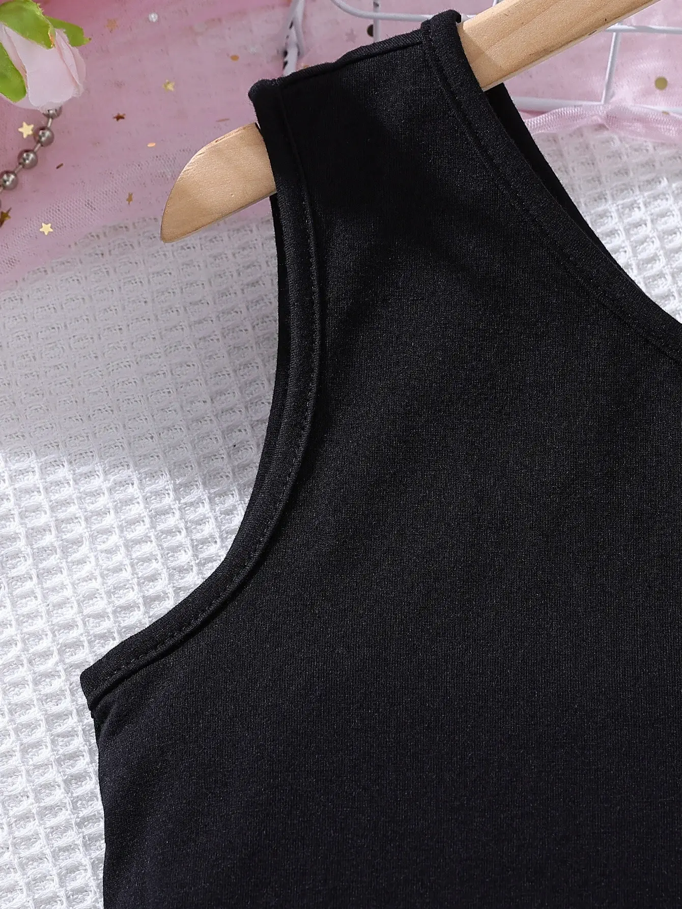 Black Pleated Summer Camisole Set Medium Large Kids — feature 5