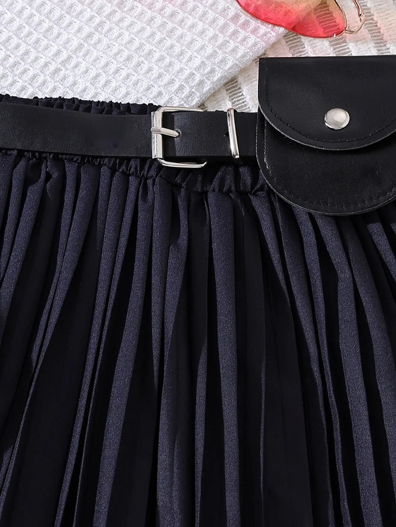 Black Pleated Summer Camisole Set Medium Large Kids — feature 7