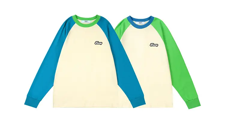 Kids Color Matching Raglan Sleeve T-Shirt Green Cream — feature 8