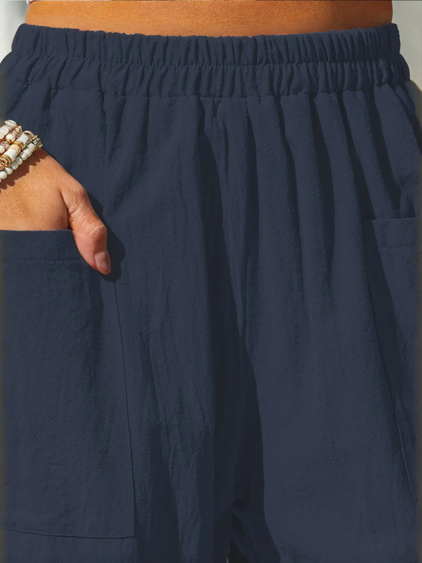 Women's Elastic Waist Casual Pants Black Spring Summer — feature 34