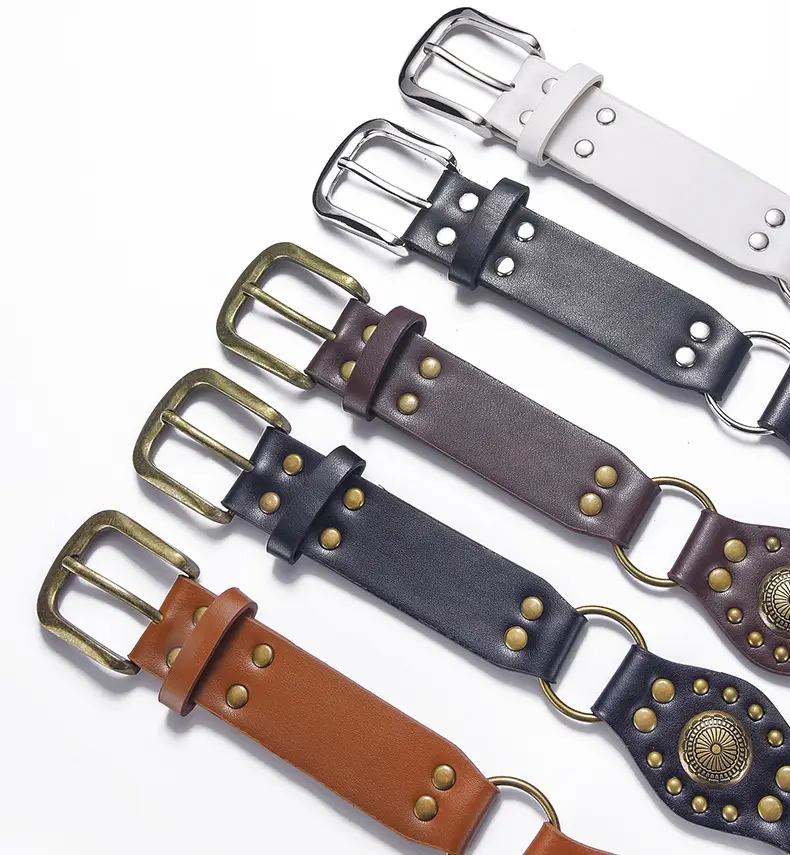 Retro Western Belt with Metal Studded Seal & Air Eye Closure — feature 19