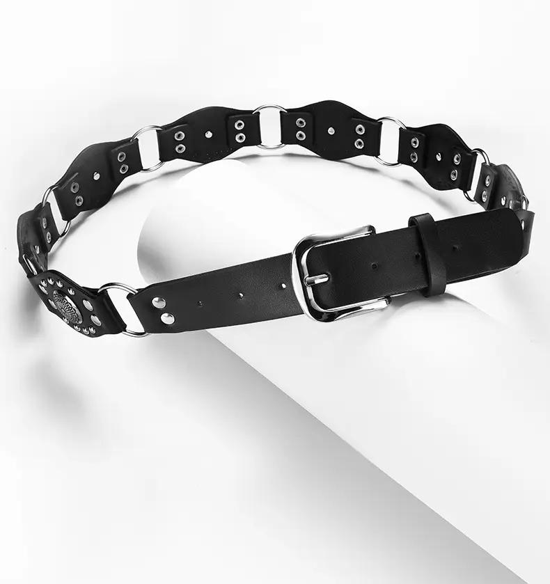 Retro Western Belt with Metal Studded Seal & Air Eye Closure — feature 22
