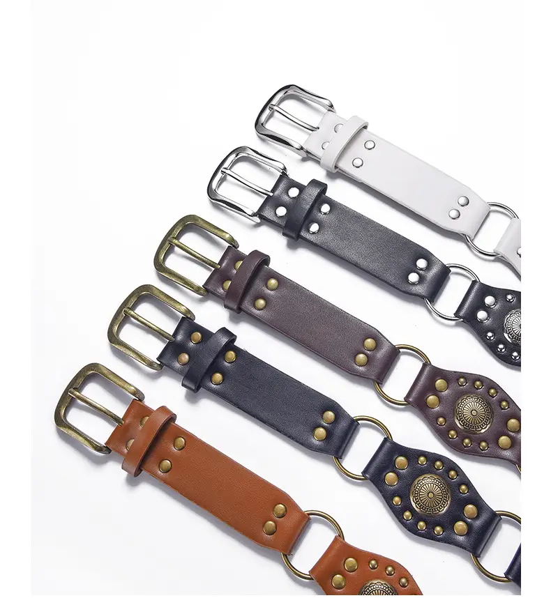 Retro Western Belt with Metal Studded Seal & Air Eye Closure — feature 25