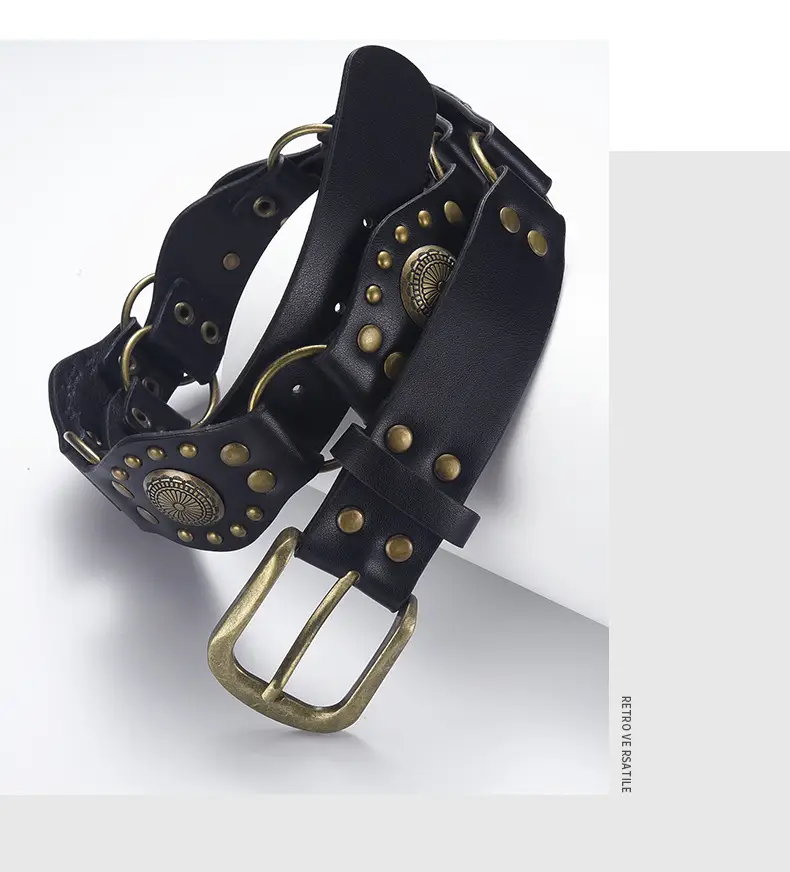 Retro Western Belt with Metal Studded Seal & Air Eye Closure — feature 27