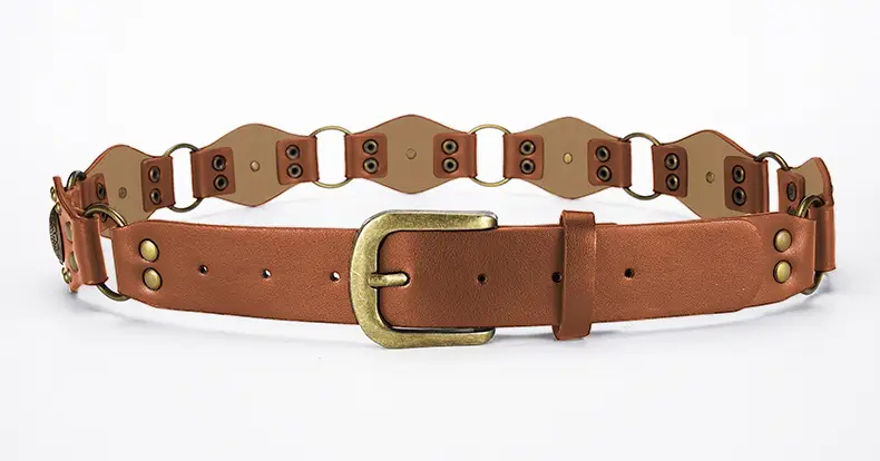 Retro Western Belt with Metal Studded Seal & Air Eye Closure — feature 34