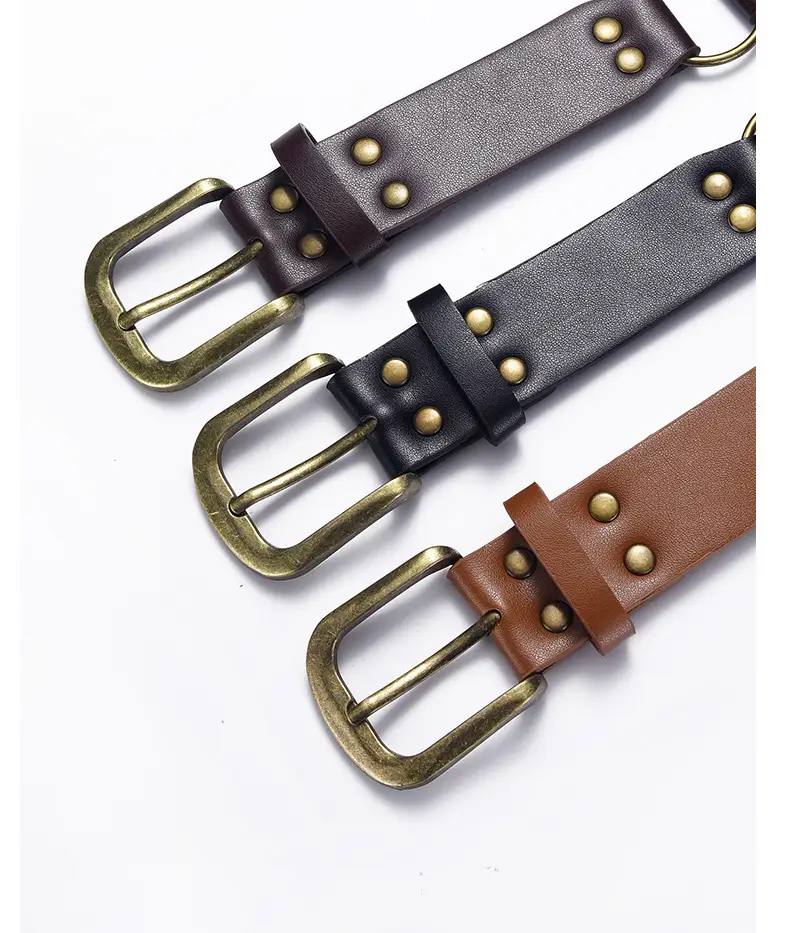 Retro Western Belt with Metal Studded Seal & Air Eye Closure — feature 39