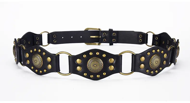 Retro Western Belt with Metal Studded Seal & Air Eye Closure — feature 42