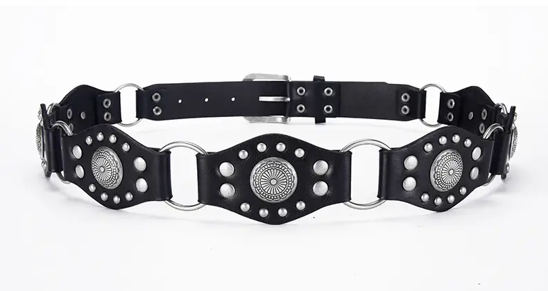 Retro Western Belt with Metal Studded Seal & Air Eye Closure — feature 49