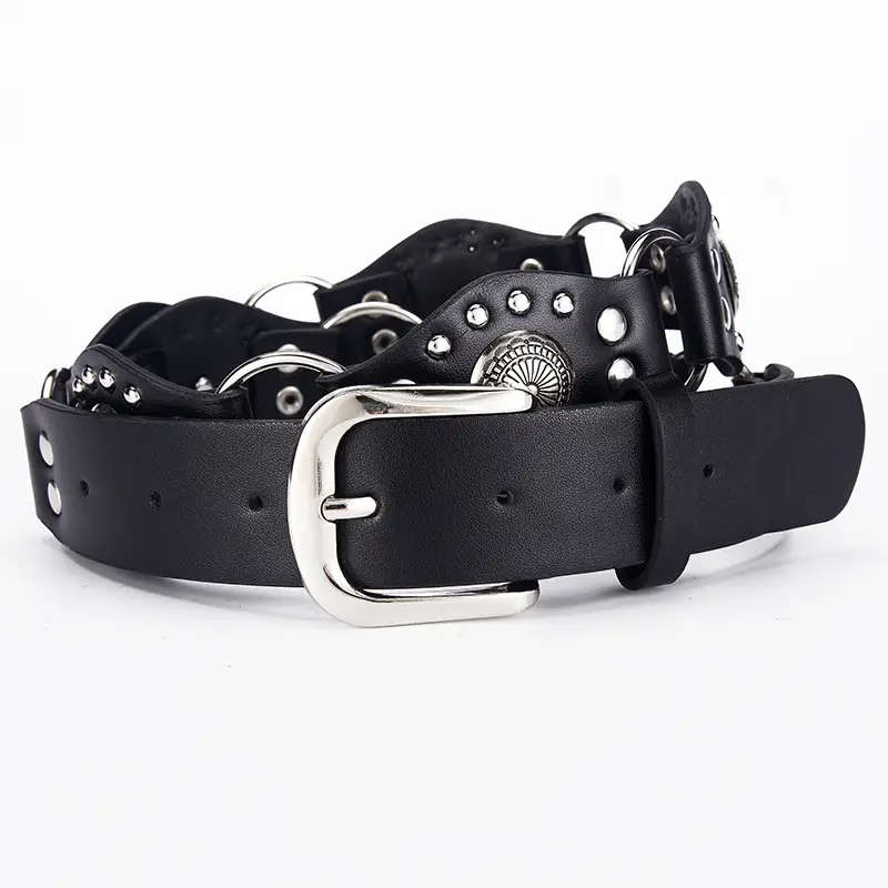 Retro Western Belt with Metal Studded Seal & Air Eye Closure - Image 2