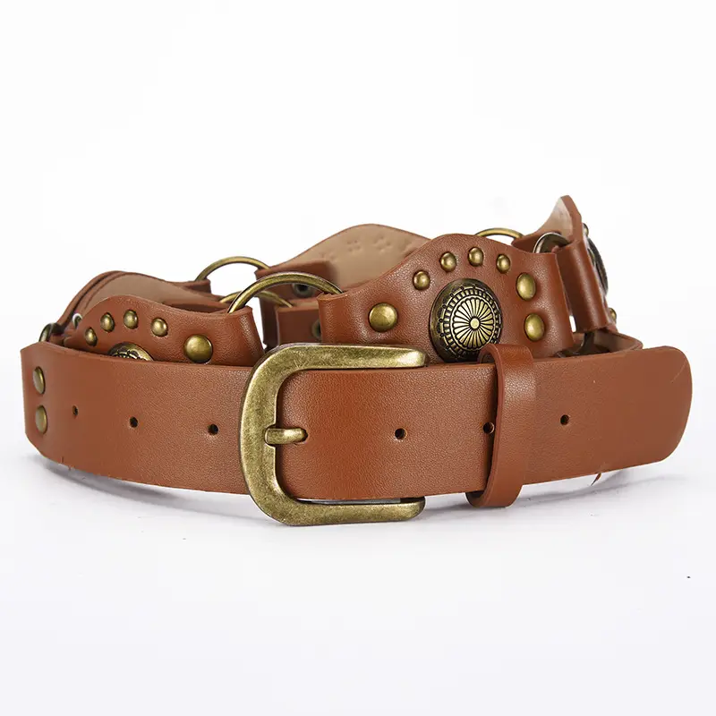 Retro Western Belt with Metal Studded Seal & Air Eye Closure - Image 3