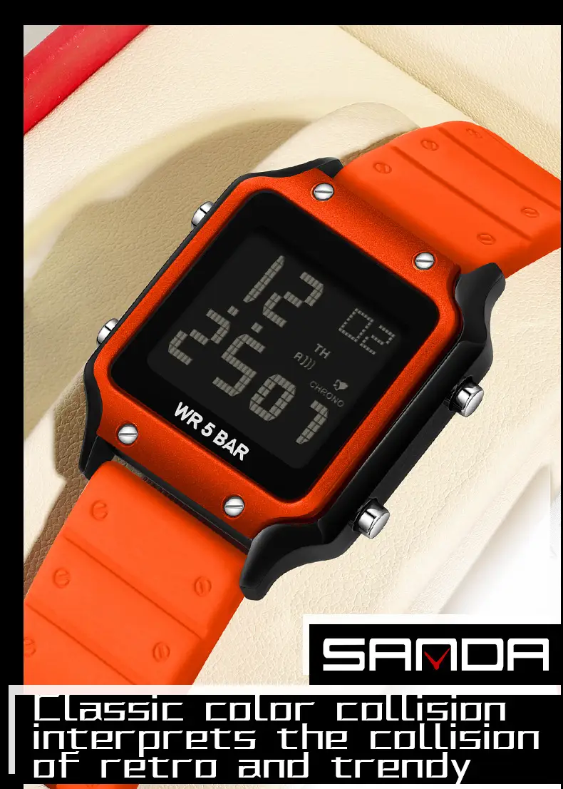 Pink Square Digital Watch with 72H Display — feature 27