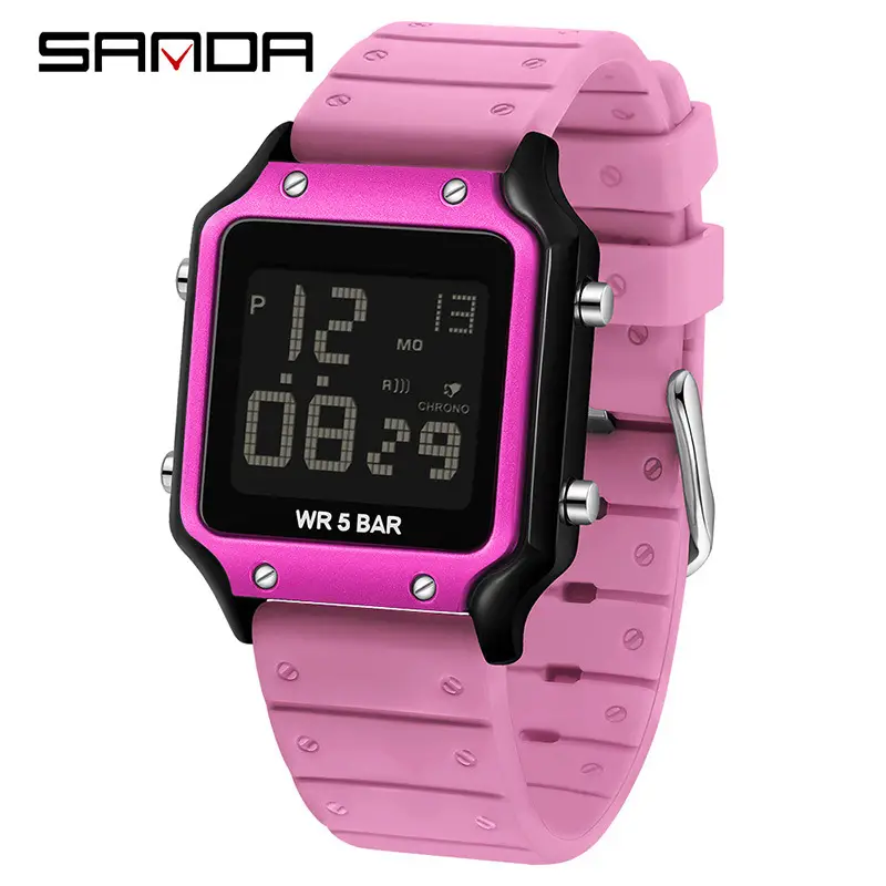 Pink Square Digital Watch with 72H Display - Image 3
