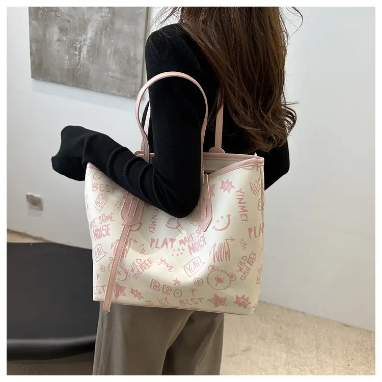 Women Large Capacity Graffiti Tote Bag Shoulder Bag 2024 — feature 14