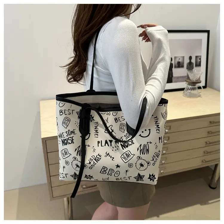 Women Large Capacity Graffiti Tote Bag Shoulder Bag 2024 — feature 30