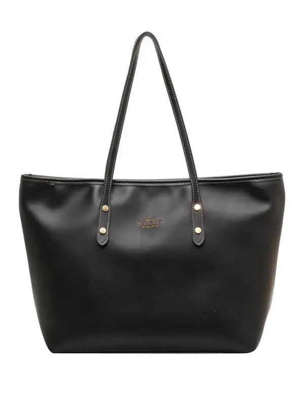 Women's Black Leather Tote Bag Large Capacity Winter Commute - Image 9