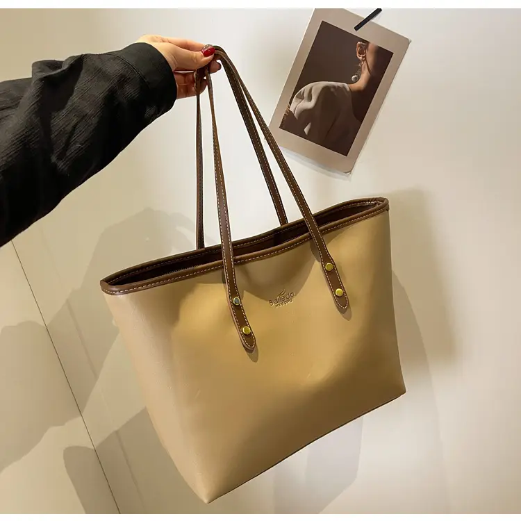Women's Black Leather Tote Bag Large Capacity Winter Commute — feature 22