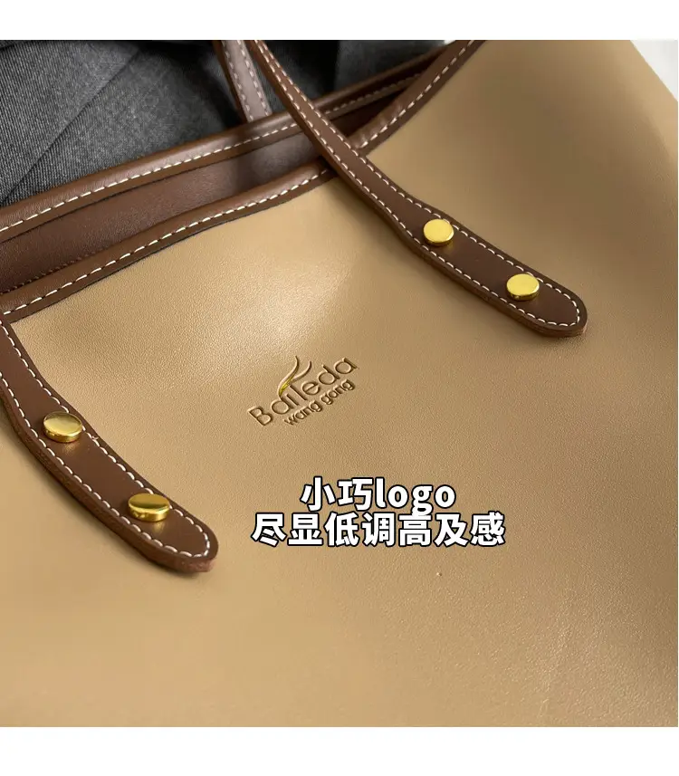 Women's Black Leather Tote Bag Large Capacity Winter Commute — feature 3