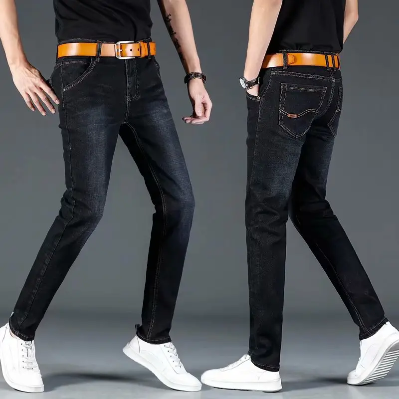 Men Blue Fleece Lined Winter Warm Jeans - Image 3