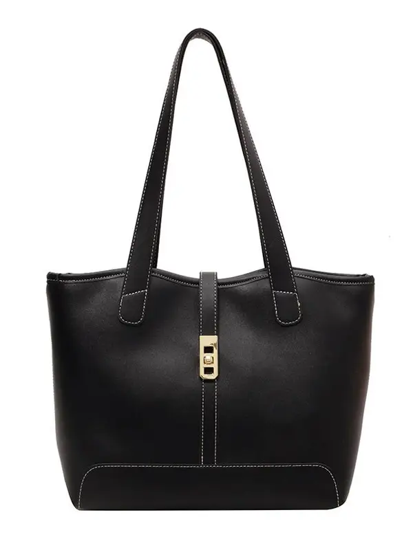 Large Capacity Women's Black Shoulder Tote Bag - Image 9
