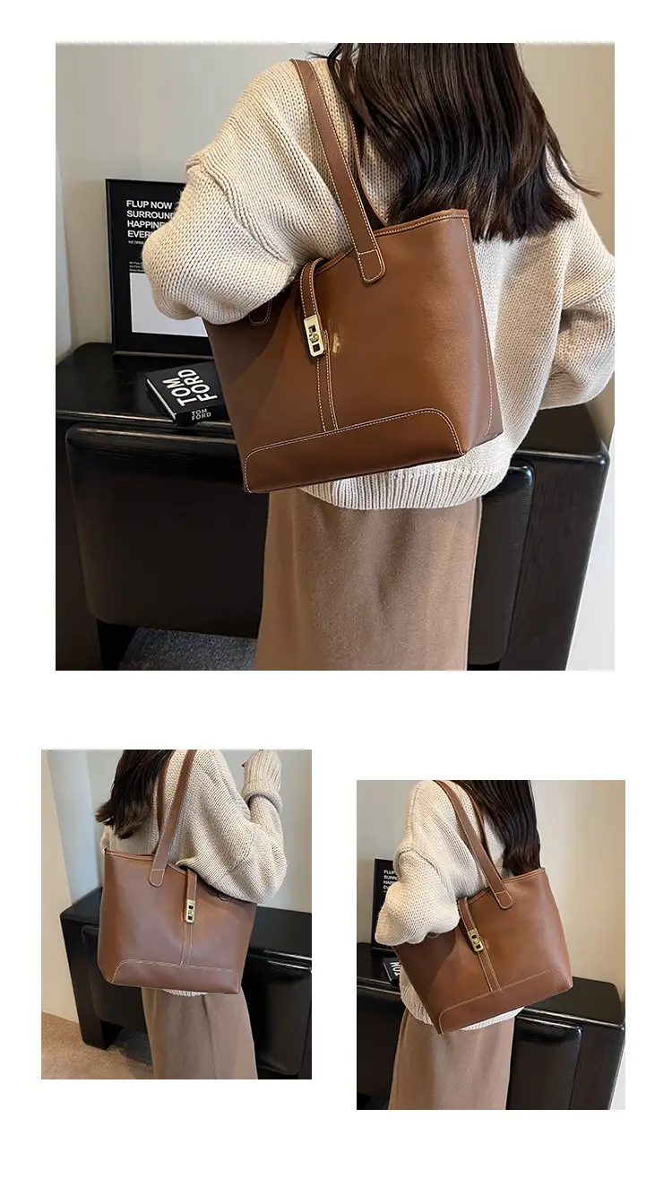 Large Capacity Women's Black Shoulder Tote Bag — feature 10