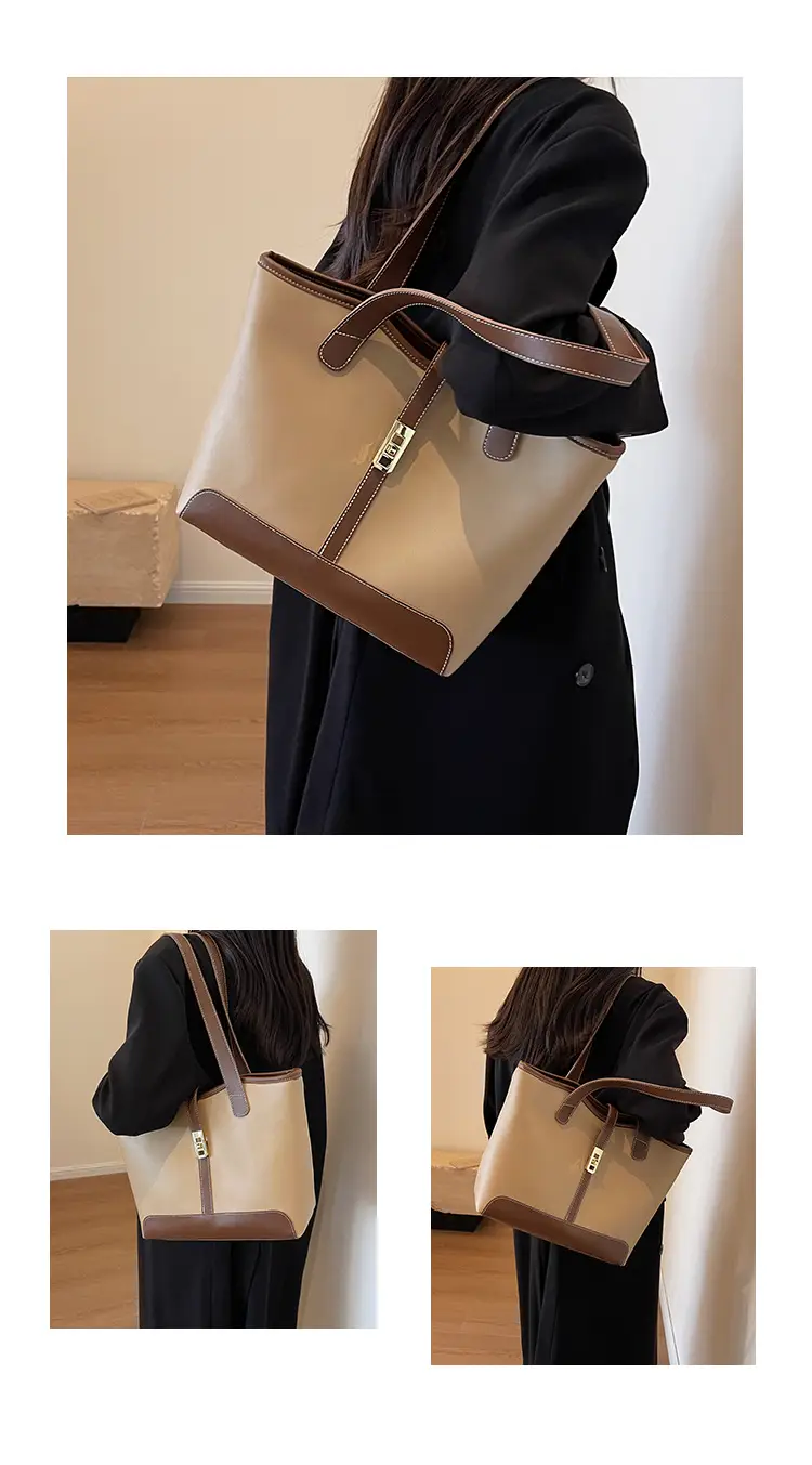 Large Capacity Women's Black Shoulder Tote Bag — feature 11
