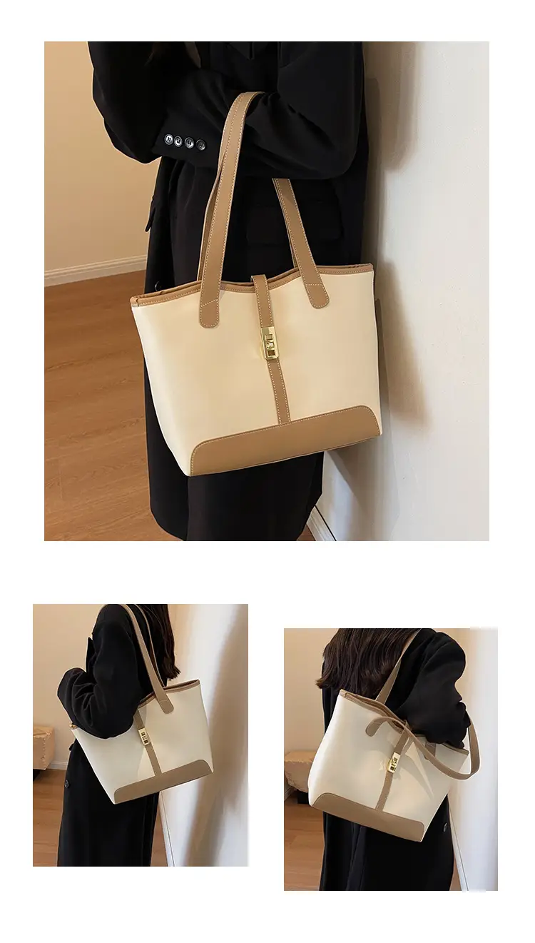 Large Capacity Women's Black Shoulder Tote Bag — feature 12