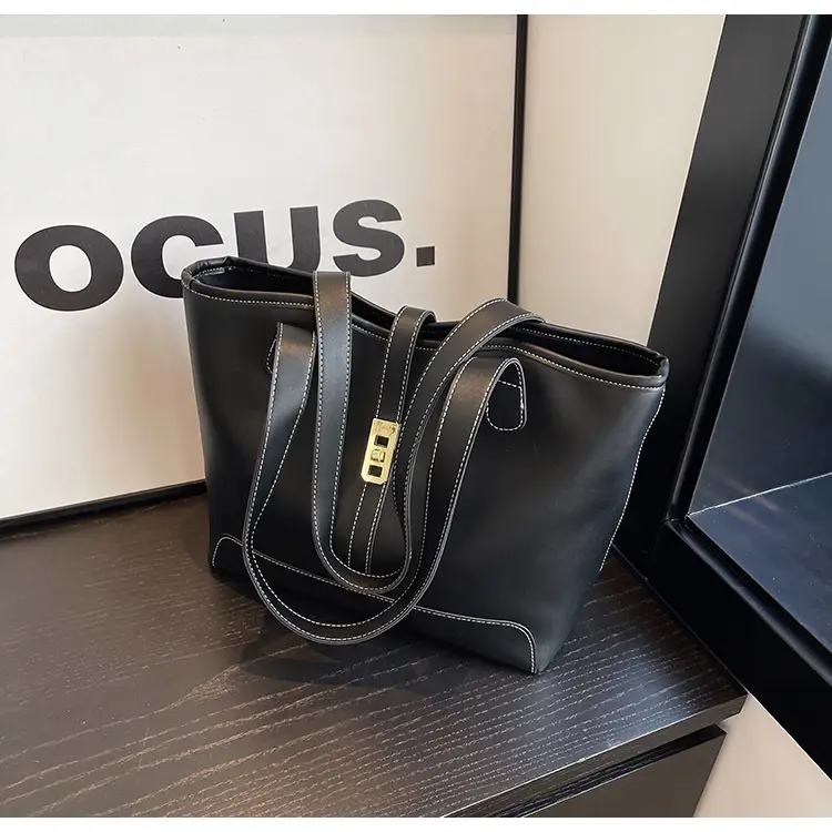 Large Capacity Women's Black Shoulder Tote Bag — feature 17