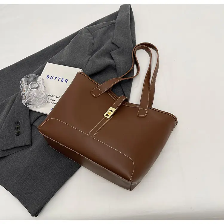 Large Capacity Women's Black Shoulder Tote Bag — feature 22