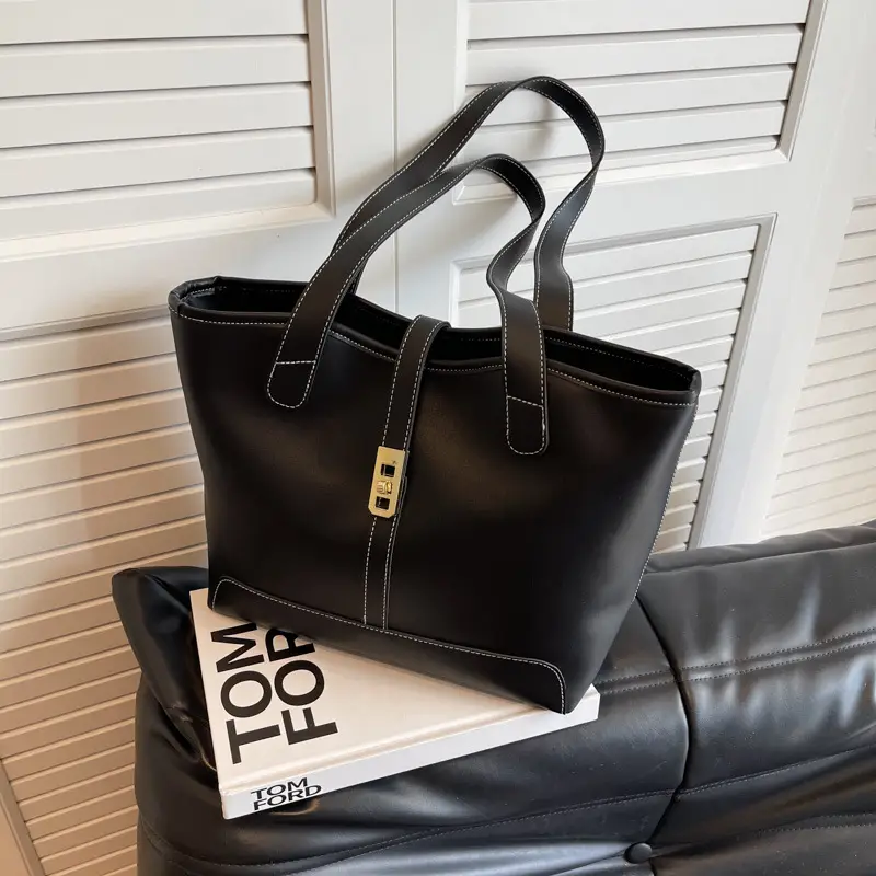 Large Capacity Women's Black Shoulder Tote Bag - Image 3