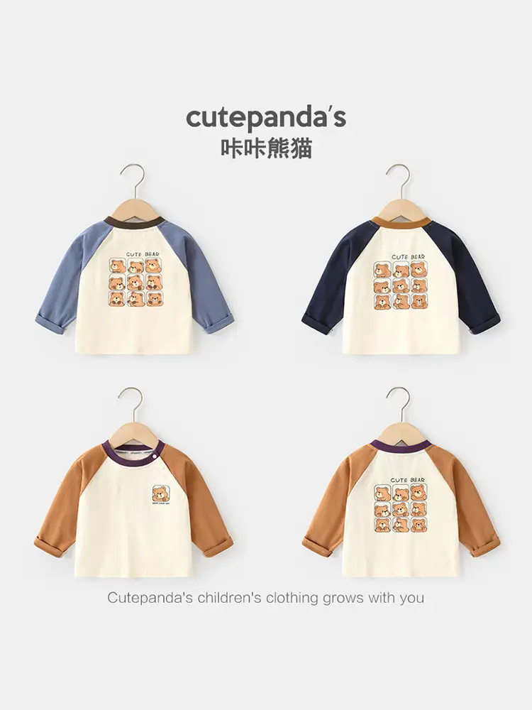 Baby Long Sleeve T-Shirt Cream Navy Spring Outfit - Image 4