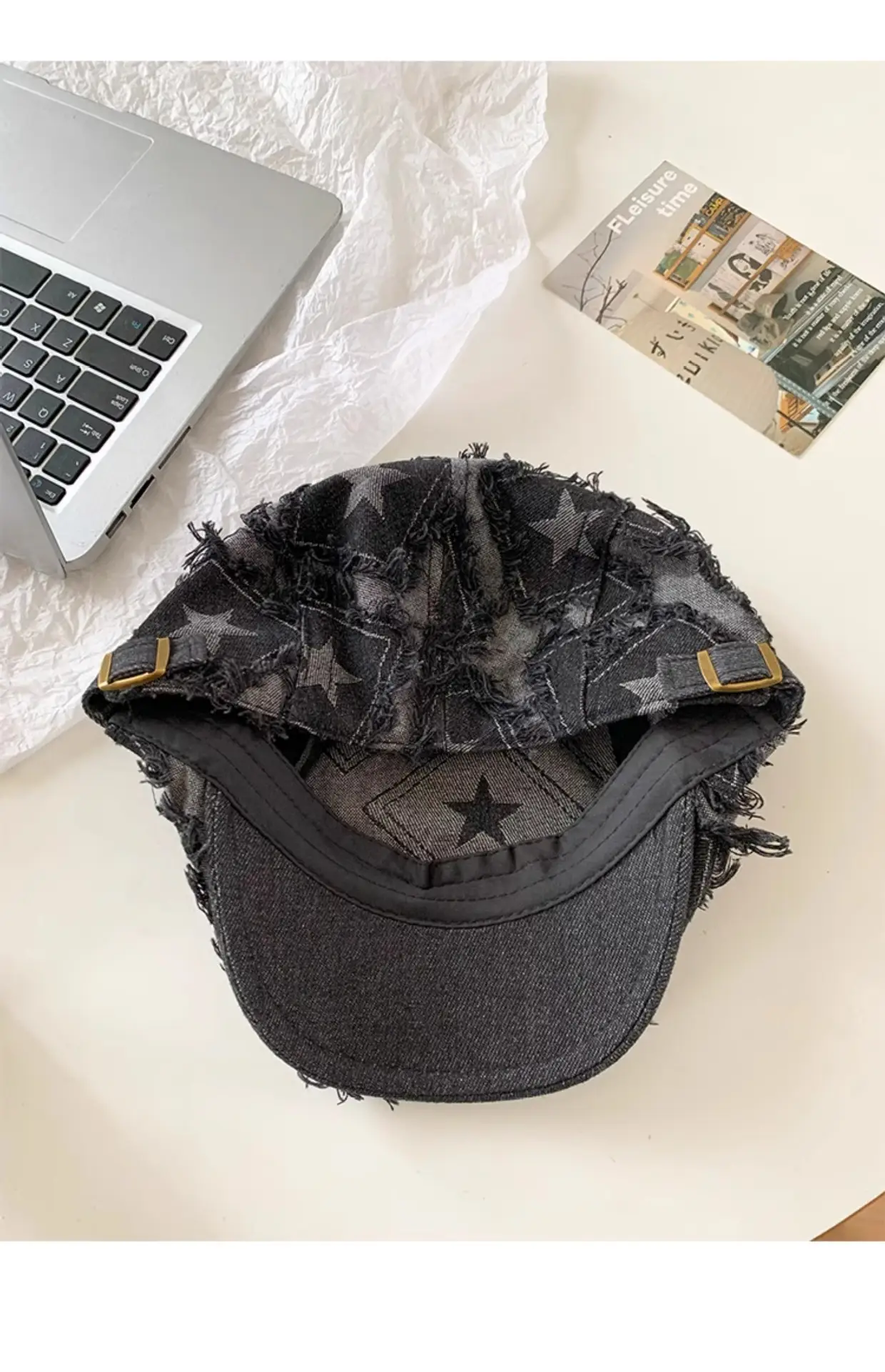 Punk Star Denim Beret Women Summer Newsboy Cap — feature 13