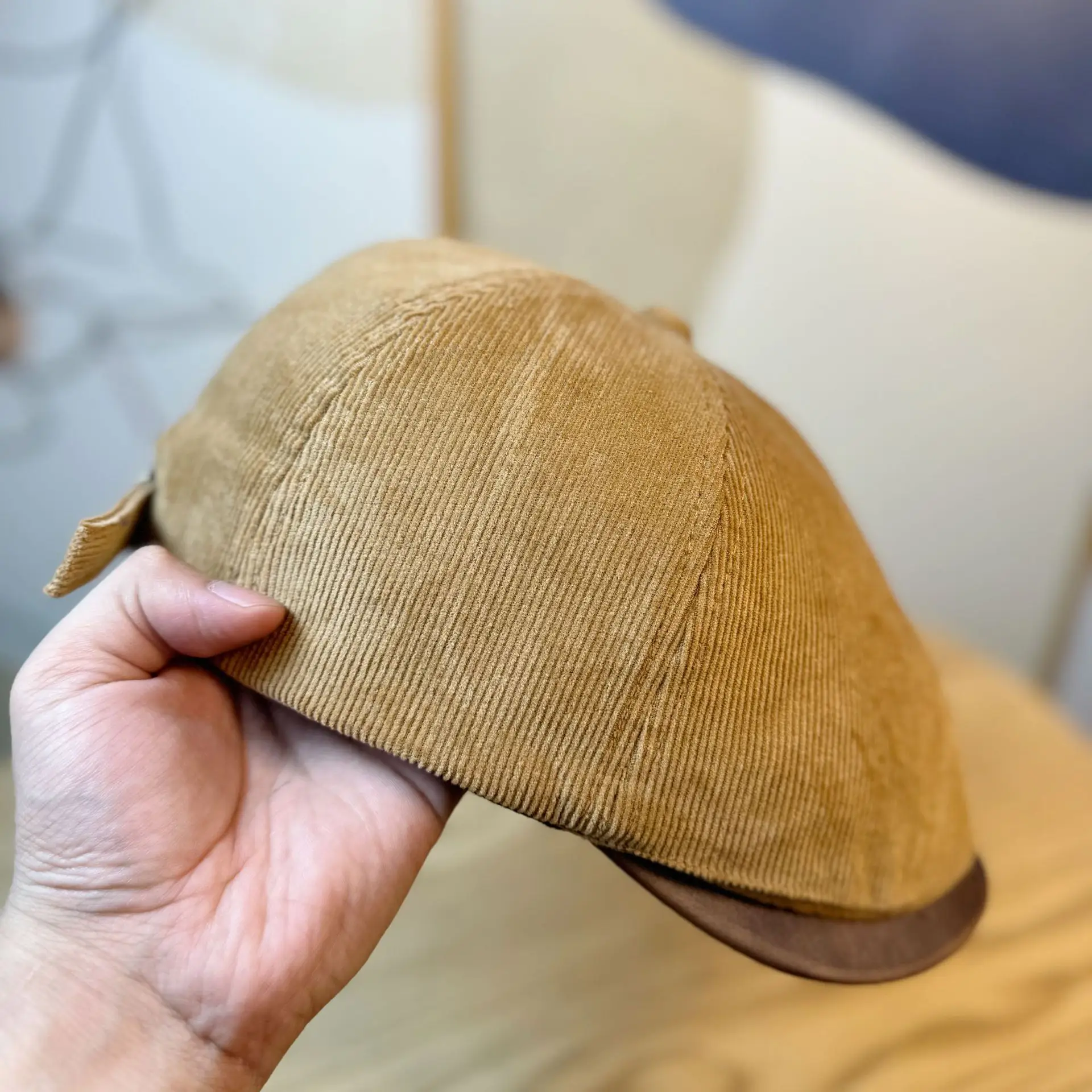 New Style Women's Brown Corduroy Brim Hat
