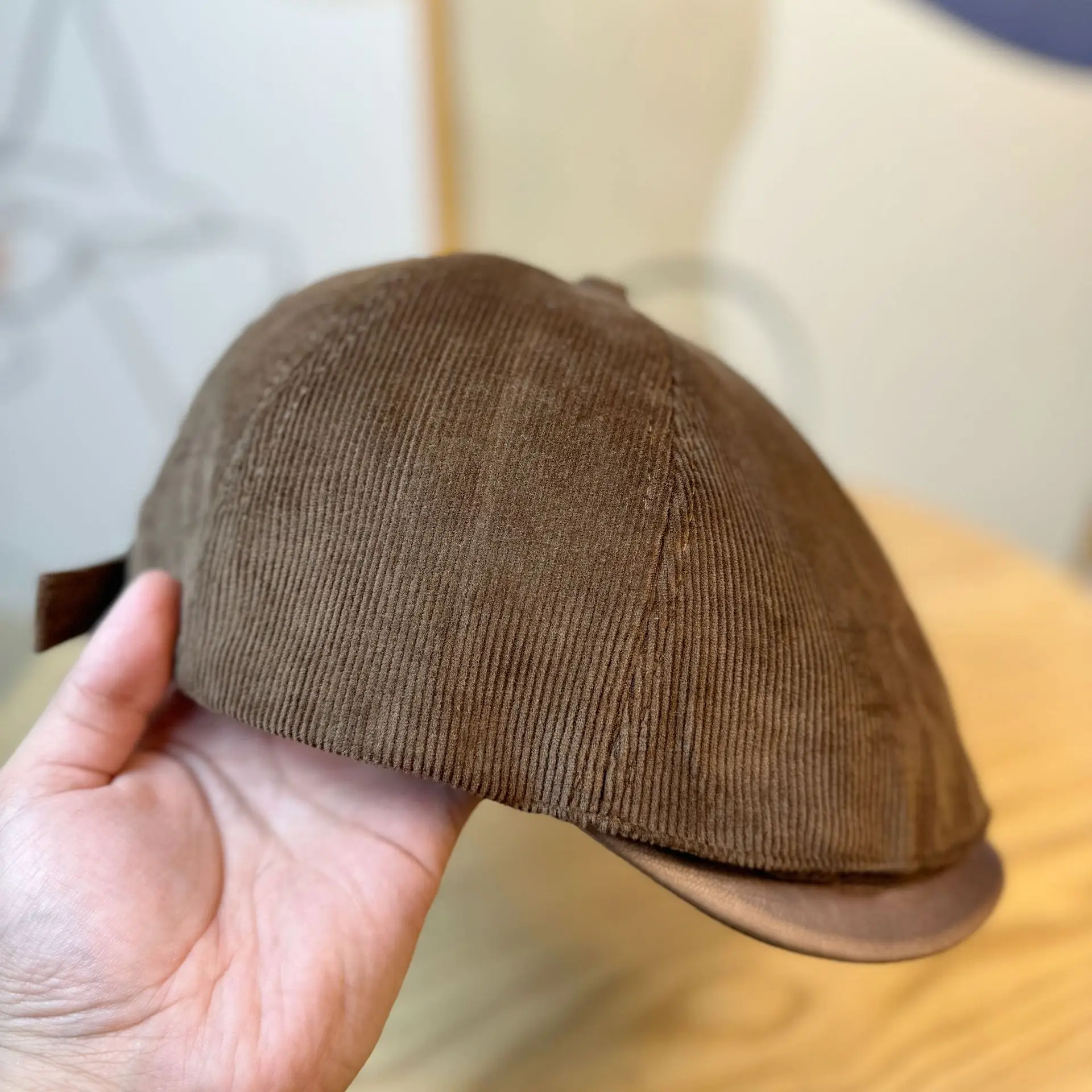 New Style Women's Brown Corduroy Brim Hat