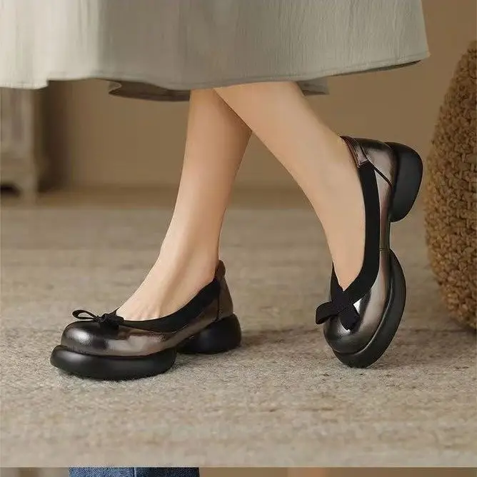 Big Head Japanese Non-slip Mary Jane 2024 Niche French Women's Shoes Small Chanel Style Slip-on Women's Soft Bottom Small Leather Shoes - Image 6