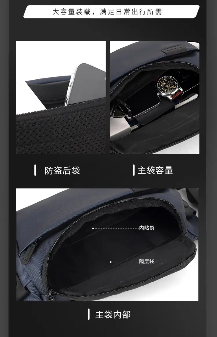 Men's Black Crossbody Bag with Adjustable Strap — feature 11