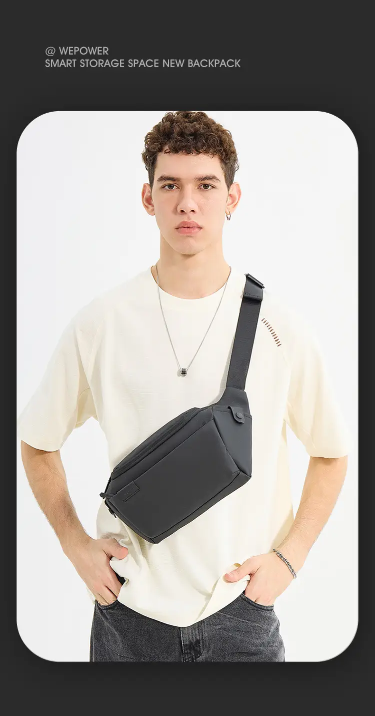 Men's Black Crossbody Bag with Adjustable Strap — feature 17