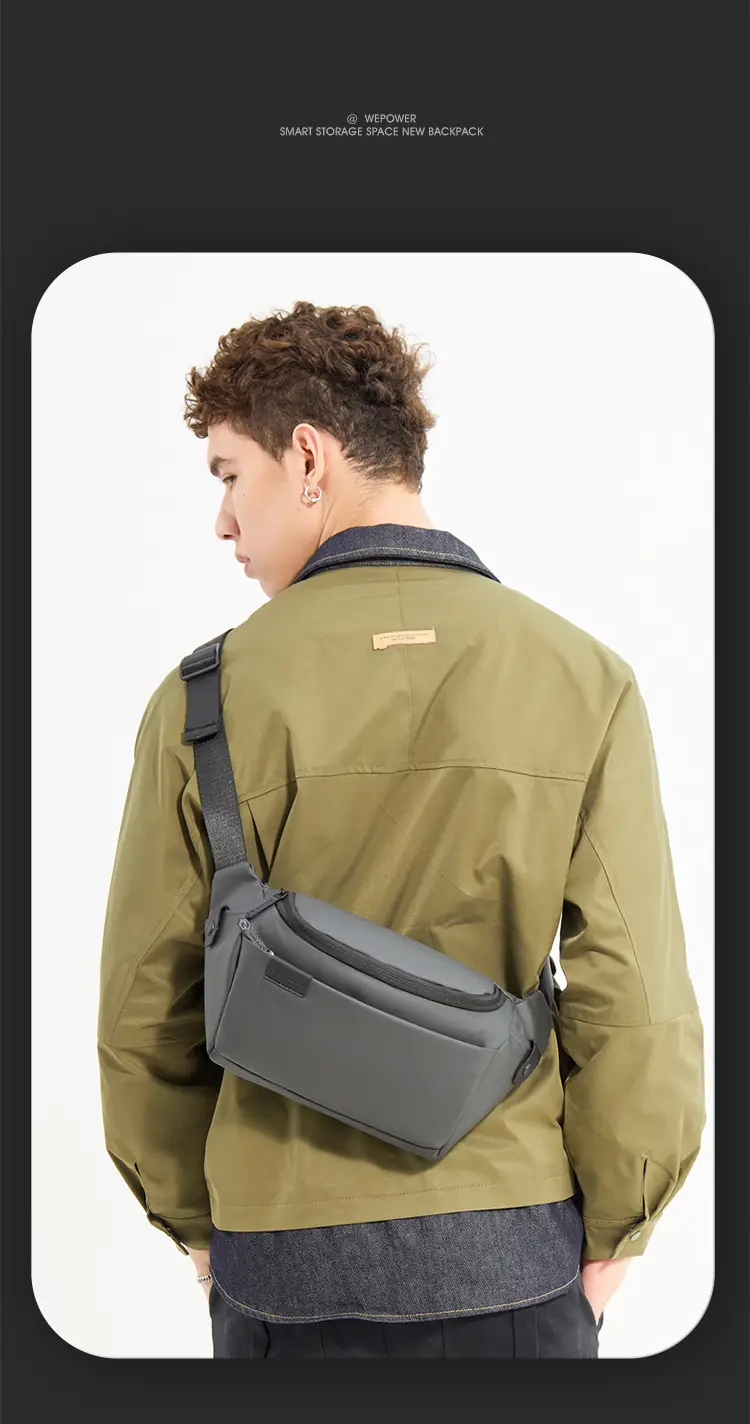 Men's Black Crossbody Bag with Adjustable Strap — feature 21